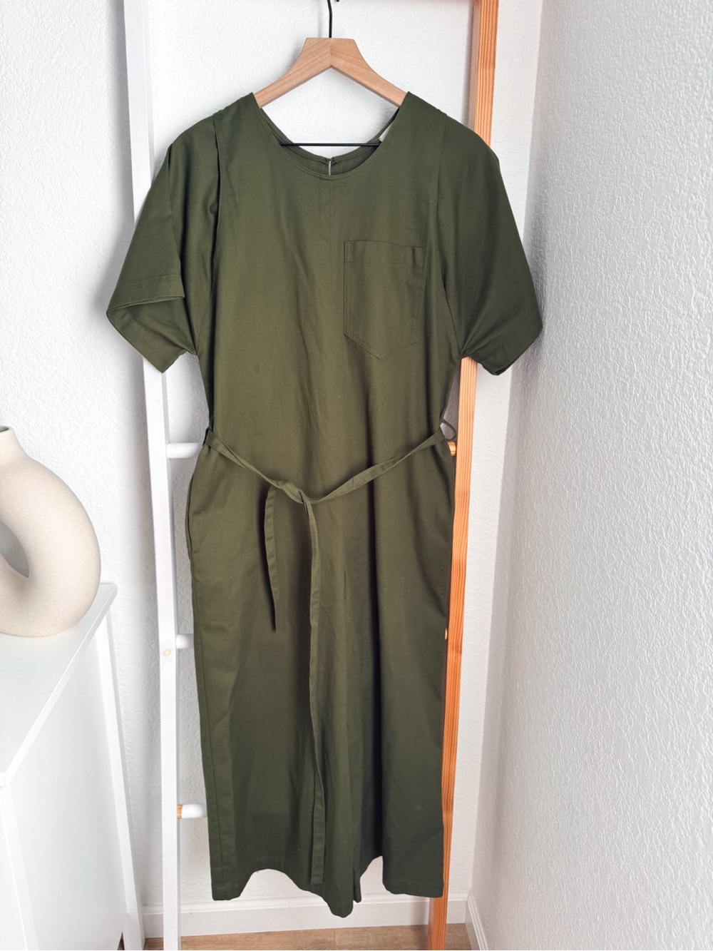 Combine de Filles Olive Green Utility Jumpsuit Belted Wide Leg Size S